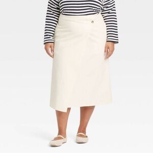 Universal Thread Women’s Midi Wrap Skirt - Cream Size 16 NWT